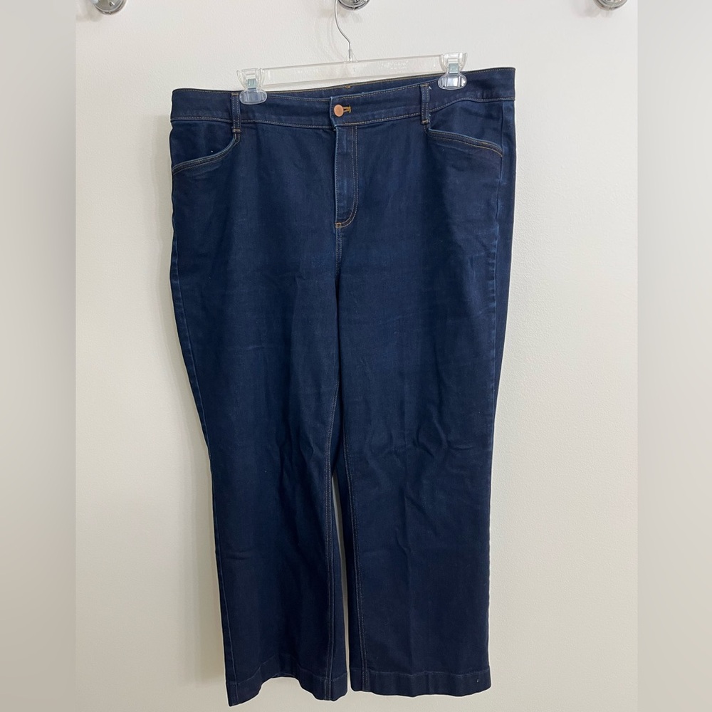 Like NEW! Talbots Women’s Dark Blue Jeans Wide Leg 20W with a touch of stretch